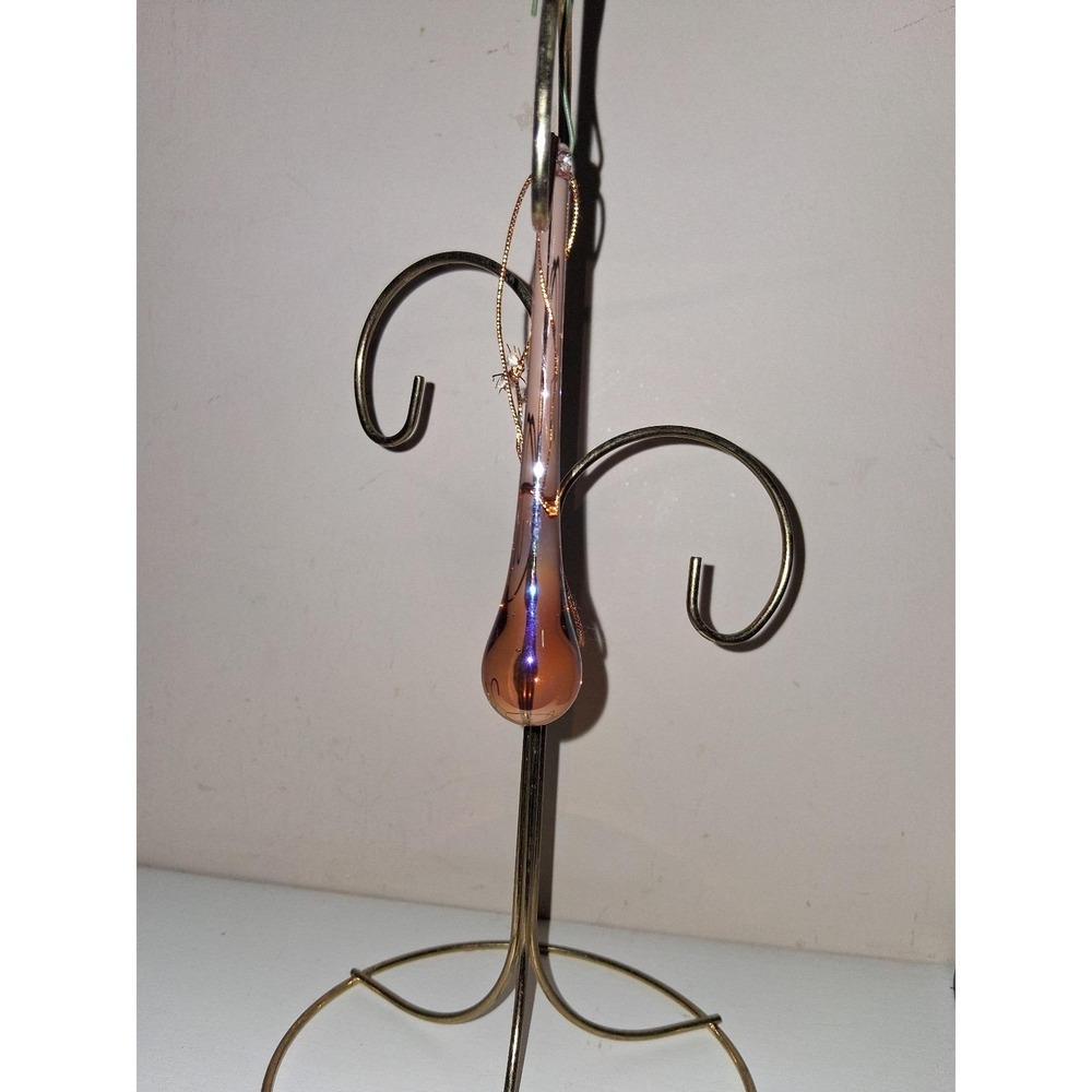 Vintage Pink Glass Teardrop Christmas Ornament Iridescent Mercury Style‎ 4.5"